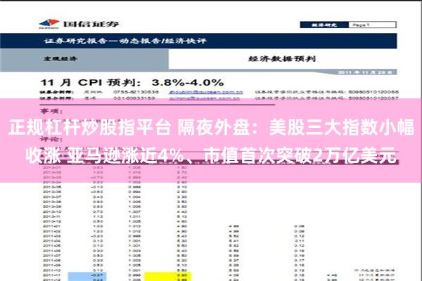 正规杠杆炒股指平台 隔夜外盘：美股三大指数小幅收涨 亚马逊涨近4%、市值首次突破2万亿美元