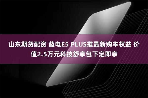 山东期货配资 蓝电E5 PLUS推最新购车权益 价值2.5万元科技舒享包下定即享